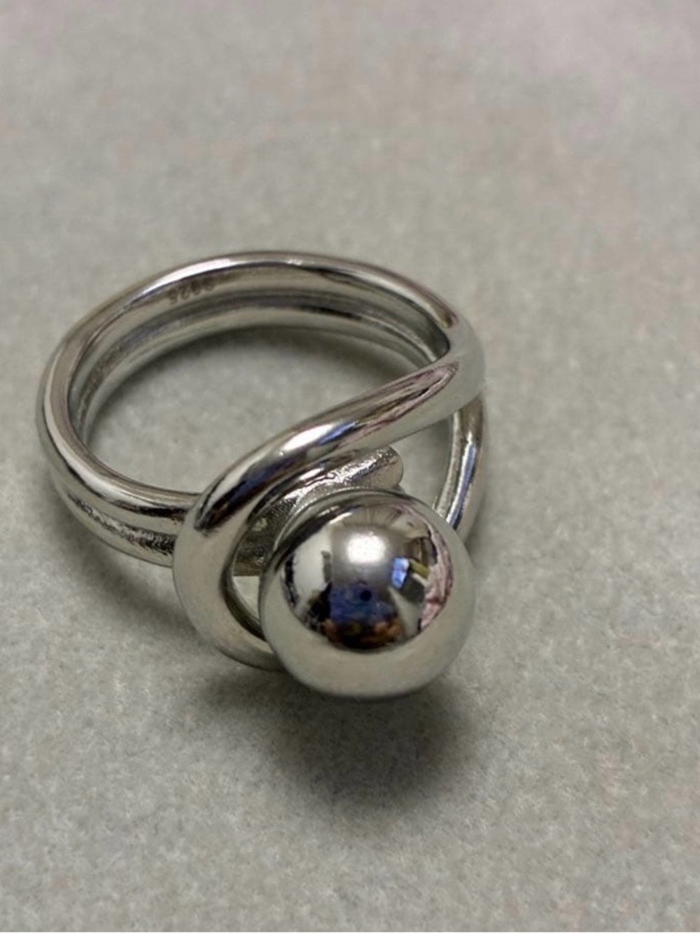 925 Sterling Silver Ball Ring with Loop Accent Women's Ring Vantage